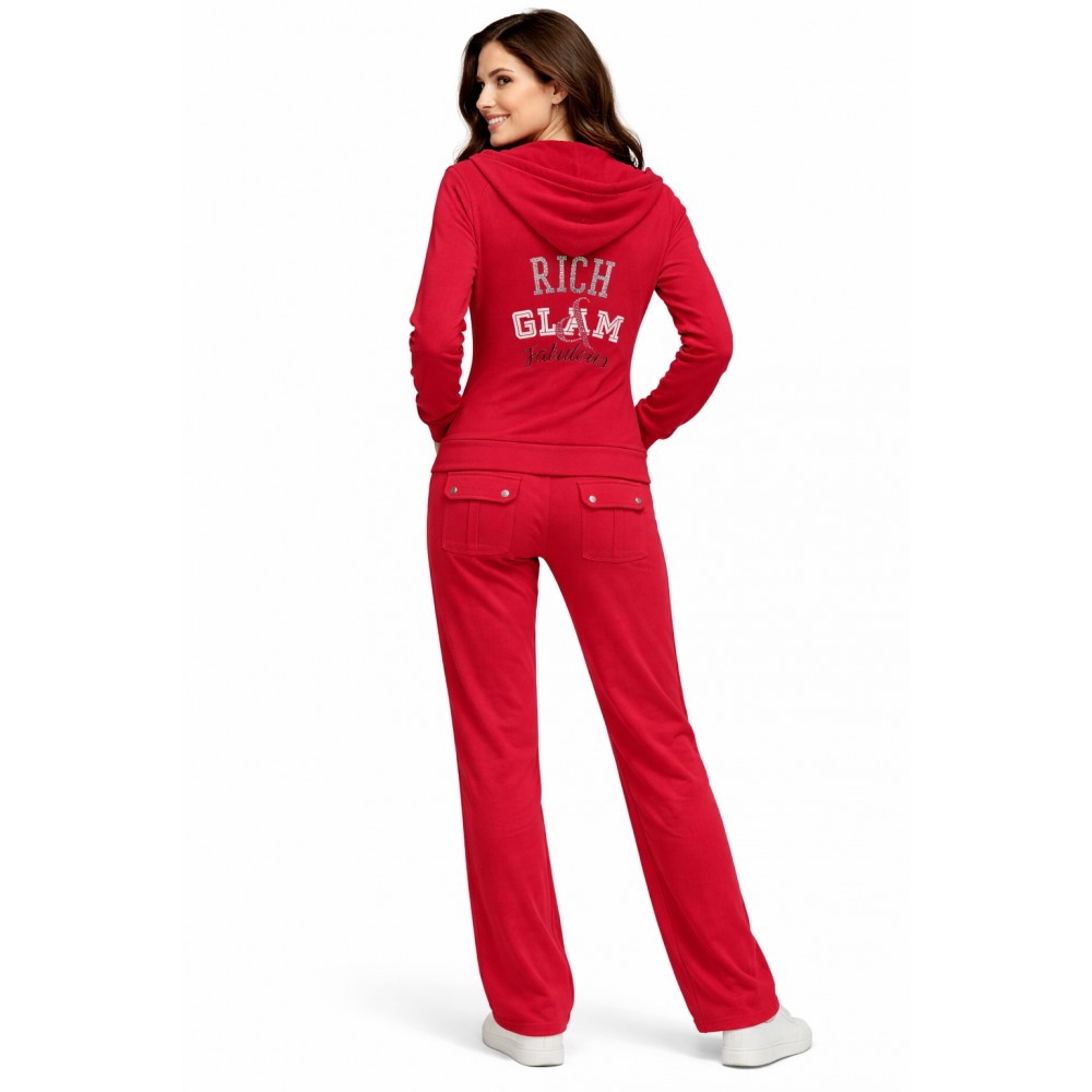 Βαμβακερή Φόρμα Vamp 4135, σε βαθύ κόκκινο χρώμα με κουκούλα και στάμπα στη πλάτη