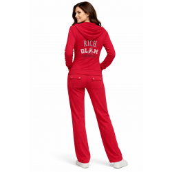 Βαμβακερή Φόρμα Vamp 4135, σε βαθύ κόκκινο χρώμα με κουκούλα και στάμπα στη πλάτη