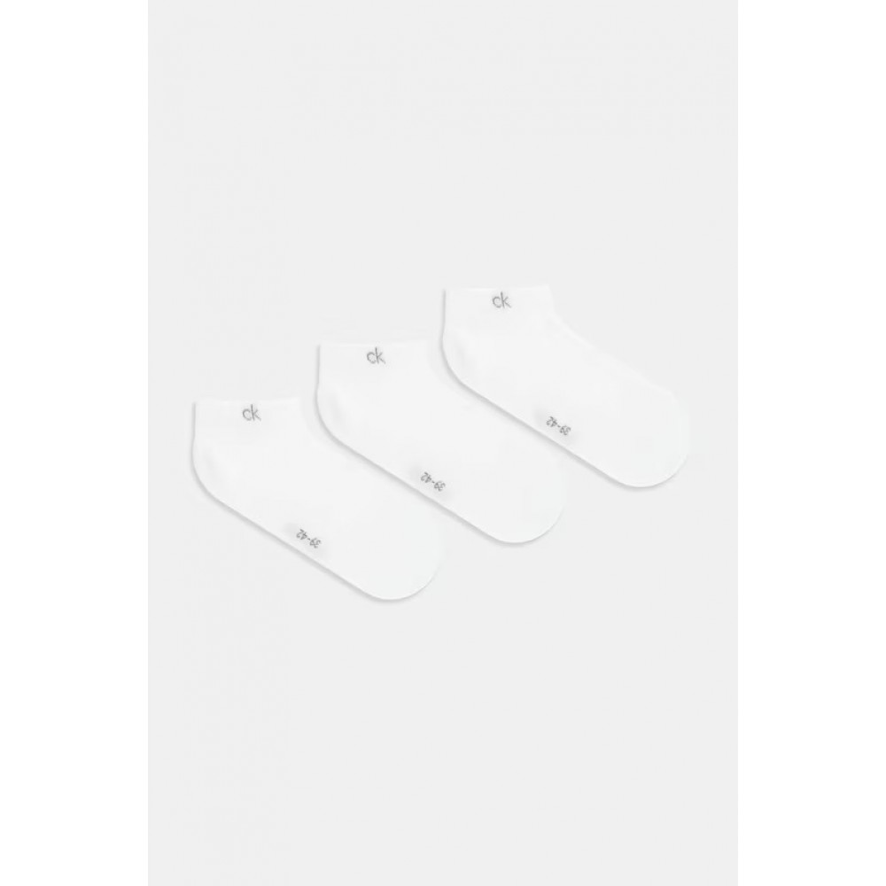 Calvin Klein 701234369-004, Γυναικείες Κάλτσες Set 3 ζευγάρια με logo για sneakers, ΑΣΠΡΟ