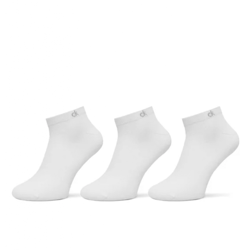 Calvin Klein 701234369-004, Γυναικείες Κάλτσες Set 3 ζευγάρια με logo για sneakers, ΑΣΠΡΟ
