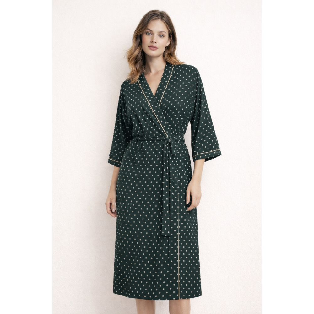 Vamp 13219, Γυναικεία Ρόμπα από micromodal, Σταυρωτή με ζώνη, ΚΥΠΑΡΙΣΣΙ