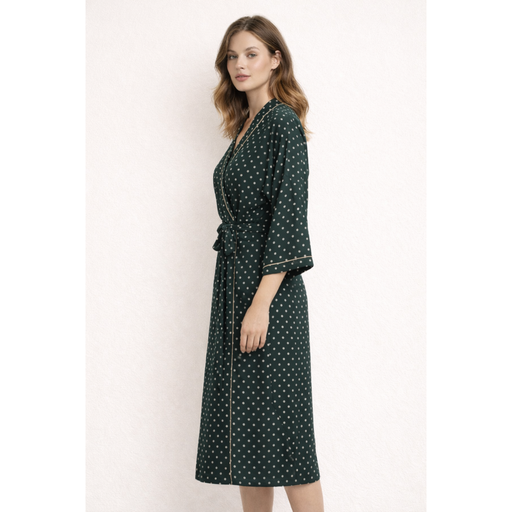 Vamp 13219, Γυναικεία Ρόμπα από micromodal, Σταυρωτή με ζώνη, ΚΥΠΑΡΙΣΣΙ