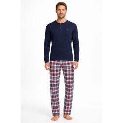Vamp 13715, Ανδρική Νεανική Βαμβακερή Πυζάμα Vamp με καρό παντελόνι
