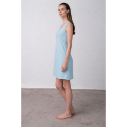 VAMP 16906, Αμάνικο Νυχτικό Βαμβακερό με βαθιά πατιλέτα, ΣΙΕΛ