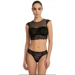 Miss Rosy 9128, Μπούστο από ντελικάτη δαντέλα με υπέροχη πλάτη  χωρίς μπανέλα, ΜΑΥΡΟ