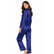 HARMONY 20-23971, Πυτζάμα σατέν σε κλασσική γραμμή με μακρύ παντελόνι και σακάκι,ΜΠΛΕ