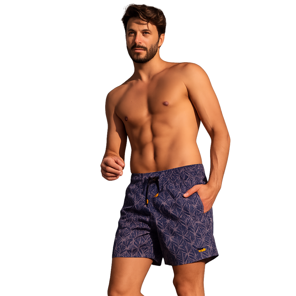 Ανδρικό Μαγιό Σόρτς Bluepoint  24018012 με σχέδιο, ΜΩΒ ΣΚΟΥΡΟ