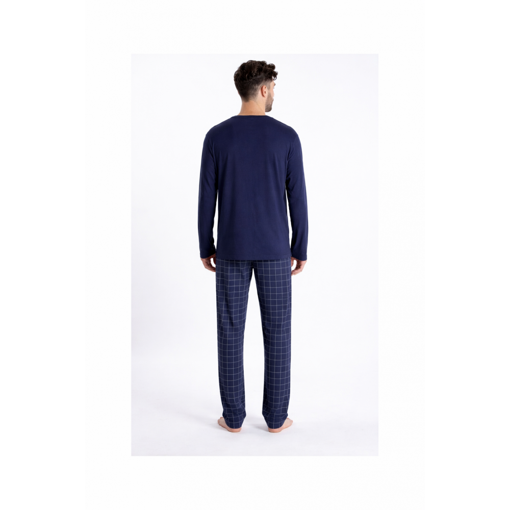 Ανδρική Πυζάμα Relax  2421130 έως Νο 3XL με καρό παντελόνι