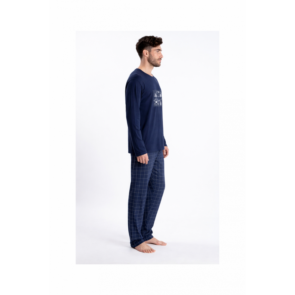 Ανδρική Πυζάμα Relax  2421130 έως Νο 3XL με καρό παντελόνι