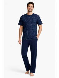 Ανδρική Πυζάμα 3 τεμ. RELAX 2522093, με μακρύ παντελόνι και βερμούδα ΜΠΛΕ