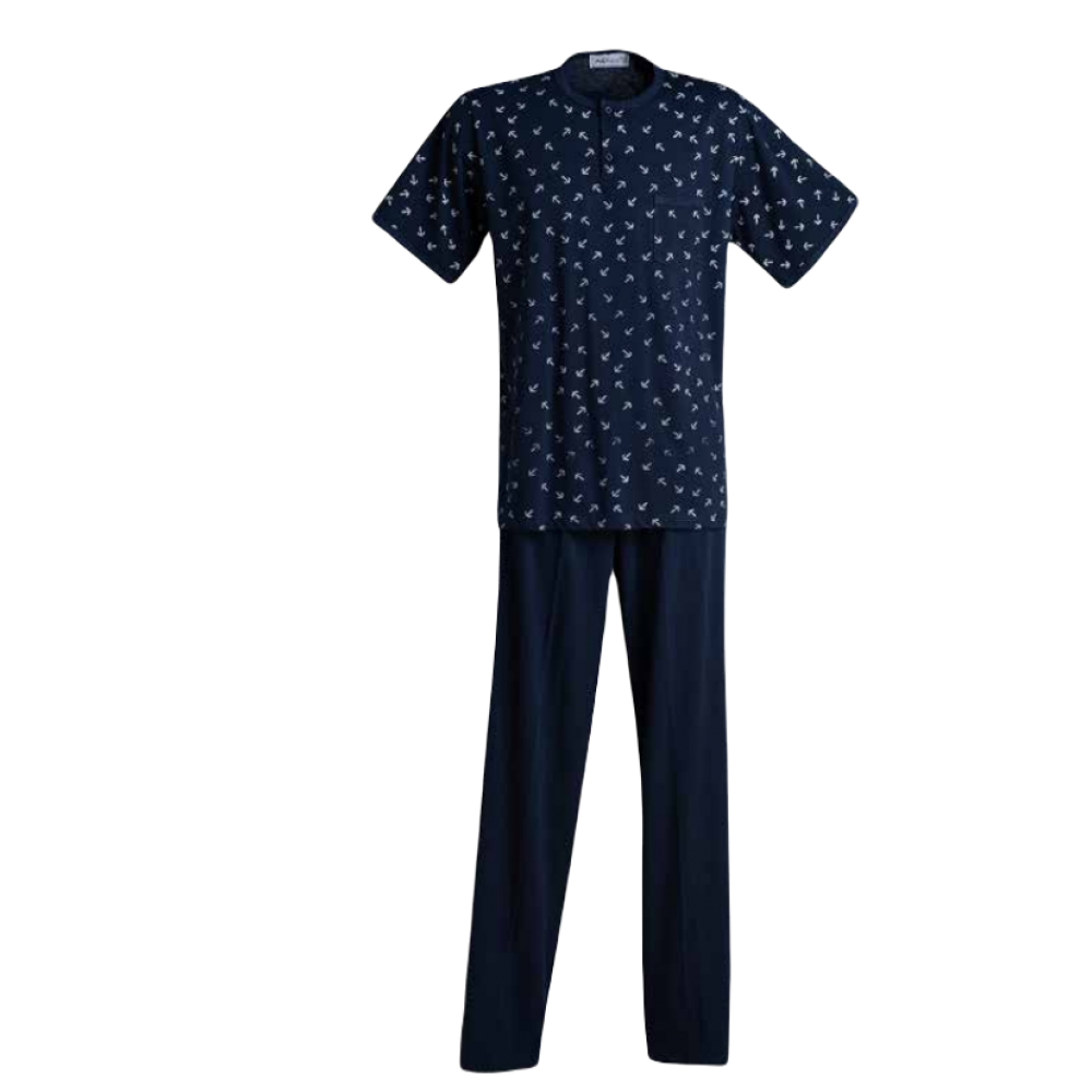 Ανδρική Πυζάμα 3 τεμ. RELAX 2522093, με μακρύ παντελόνι και βερμούδα ΜΠΛΕ