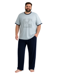 Ανδρική Πυζάμα 3 τεμ. RELAX 2522097 μεγάλα μεγέθη, με μακρύ παντελόνι και βερμούδα ΒΕΡΑΜΑΝ
