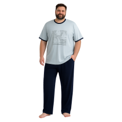 Ανδρική Πυζάμα 3 τεμ. RELAX 2522097 μεγάλα μεγέθη, με μακρύ παντελόνι και βερμούδα ΒΕΡΑΜΑΝ
