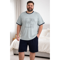 Ανδρική Πυζάμα 3 τεμ. RELAX 2522097 μεγάλα μεγέθη, με μακρύ παντελόνι και βερμούδα ΒΕΡΑΜΑΝ