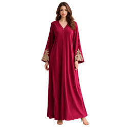 Pen-ky Lingerie 29971D3, Γυναικεία Βελούδινη Μάξι ρόμπα με φερμουάρ, ΜΠΟΡΝΤΟ