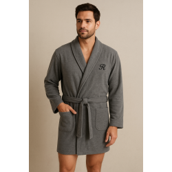 Rafael A3045 Ανδρική Ελαφριά Ρόμπα Midi Σταυρωτή ΓΚΡΙ