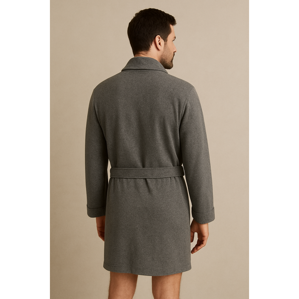 Rafael A3045 Ανδρική Ελαφριά Ρόμπα Midi Σταυρωτή ΓΚΡΙ