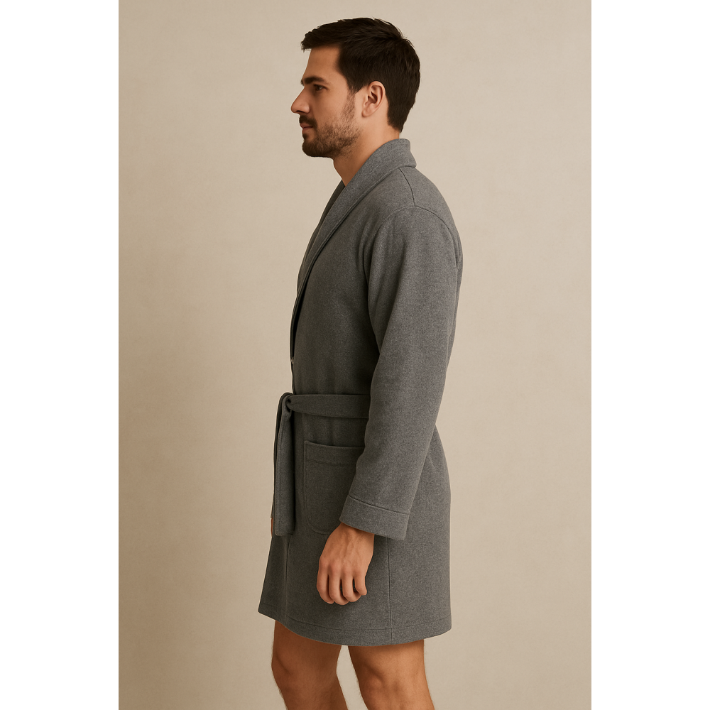 Rafael A3045 Ανδρική Ελαφριά Ρόμπα Midi Σταυρωτή ΓΚΡΙ