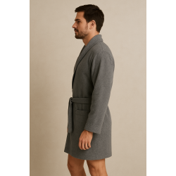 Rafael A3045 Ανδρική Ελαφριά Ρόμπα Midi Σταυρωτή ΓΚΡΙ