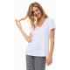 Minerva 90-52165-005, Γυναικείο T-Shirt με "V" λαιμόκοψη από απαλό Μοντάλ και Βαμβάκι, ΑΣΠΡΟ