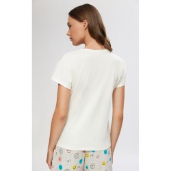 Minerva 90-52165-005, Γυναικείο T-Shirt με "V" λαιμόκοψη από απαλό Μοντάλ και Βαμβάκι, ΑΣΠΡΟ