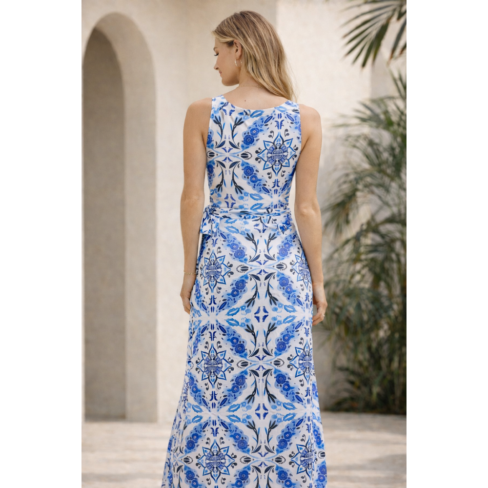 Φόρεμα Harmony 56636 με ώμο,  από βισκόζι σε γεωμετρικό print