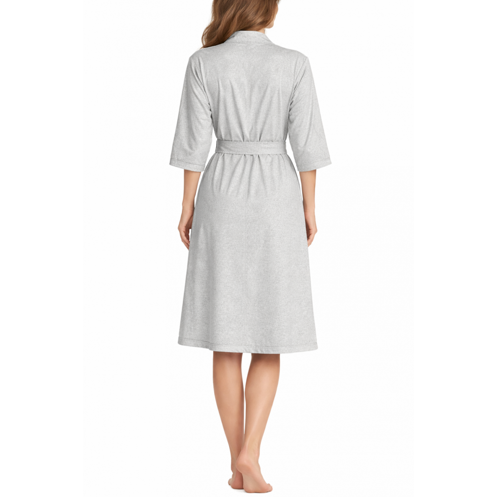 Ρόμπα σταυρωτή βαμβακερή με κοντό μανίκι, Oneira by Vamp 6100, ΓΚΡΙ