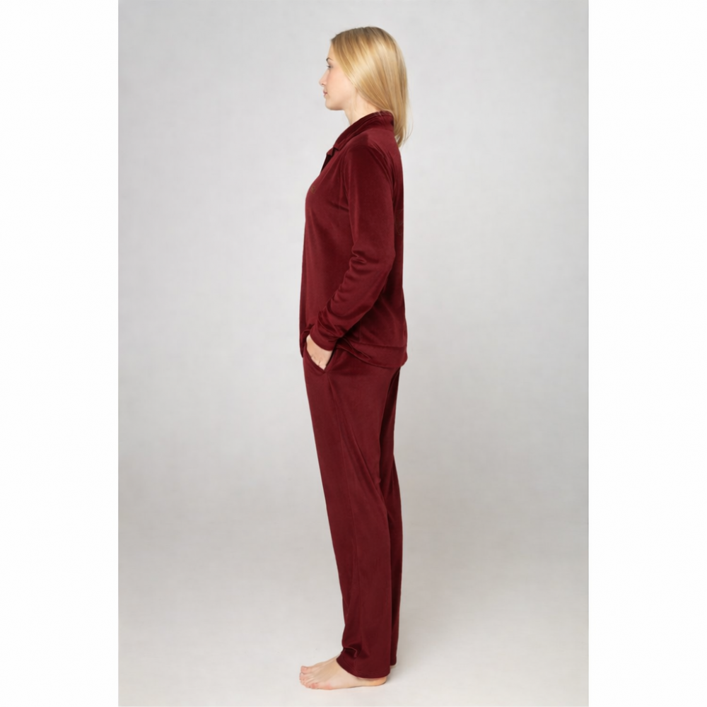 Jeannette 7168, Βελούδινη Φόρμα με κέντημα στην πλάτη, ΜΠΟΡΝΤΟ