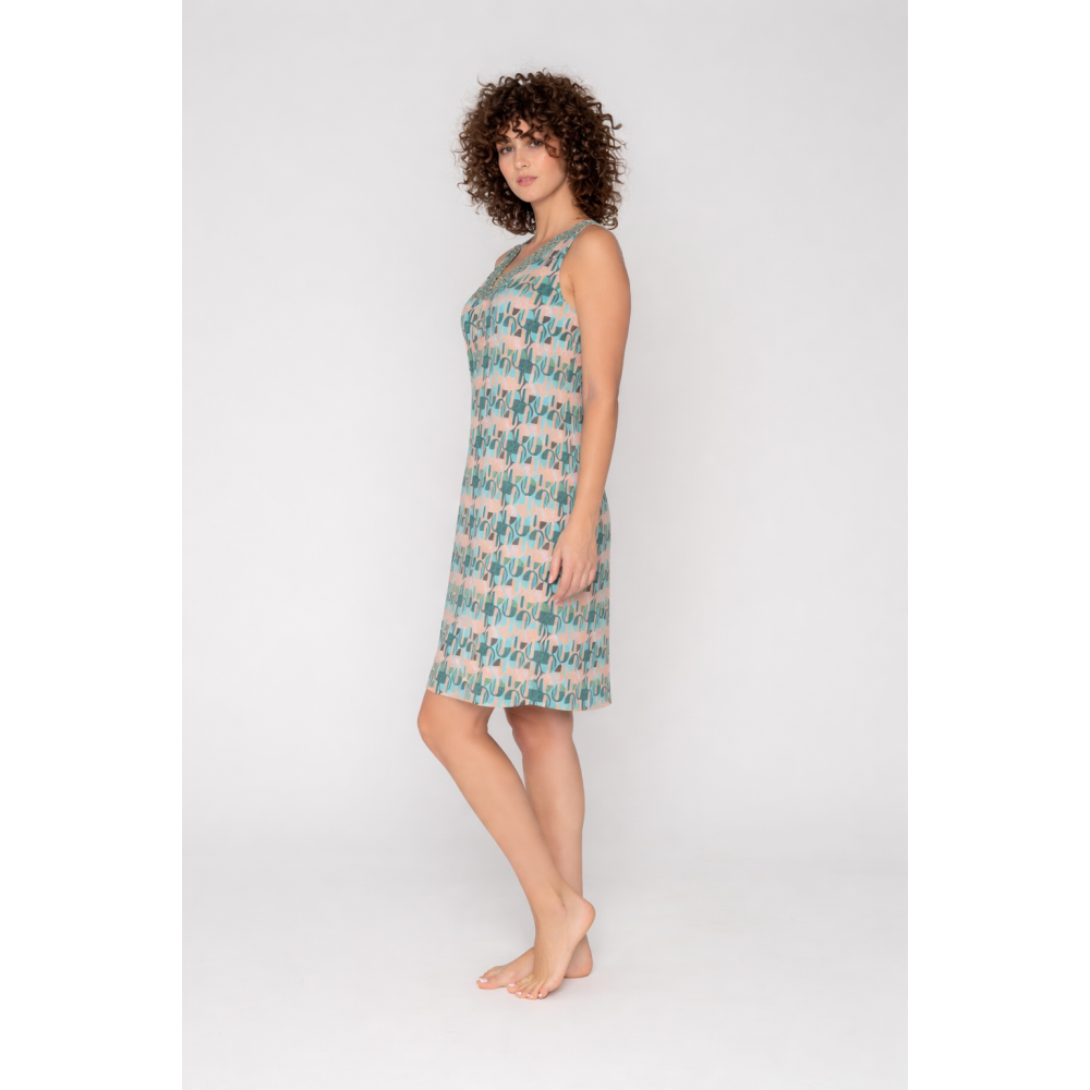 Jeannette 7257, Καλοκαιρινό Βαμβακερό Φ΄όρεμα Αμάνικο με λαιμόκοψη V