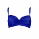 Στράπλες Blu4U 836658D, cup  D, με δαντέλα μπλέ σε εκρού φόντο, προφορμαρισμένο με μπανέλα