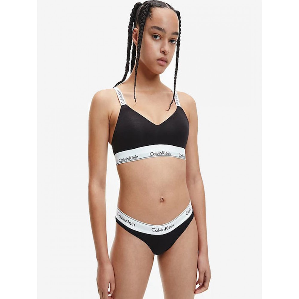 Calvin Klein LV00QF8504-UB1, Lightly Lined Bralette Μπουστάκι με φαρδιά τιράντα, ΜΑΥΡΟ