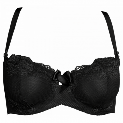 Σουτιέν Μπαλκονέ για μεγάλο στήθος Miss Rosy 868,  χωρίς ενίσχυση, ΜΑΥΡΟ