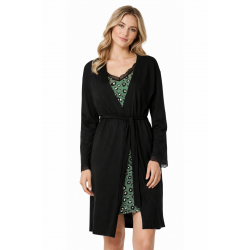 Pink Label W917, Γυναικείο Σετ 2 τεμ. Ρόμπα και Νυχτικό σε animal print