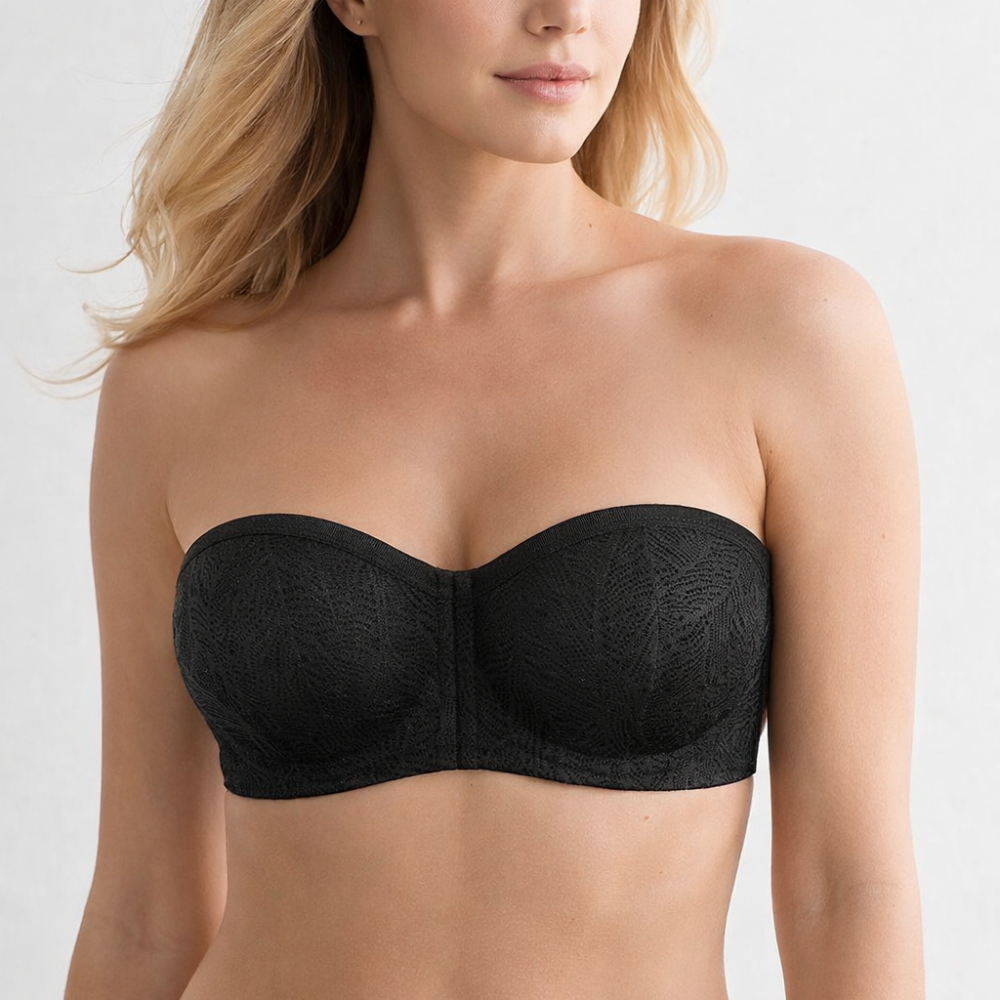 Voluptina 940-NOIR, Σουτιέν Strapless Bandeau χωρίς ραφές, με μπανέλα ΜΑΥΡΟ