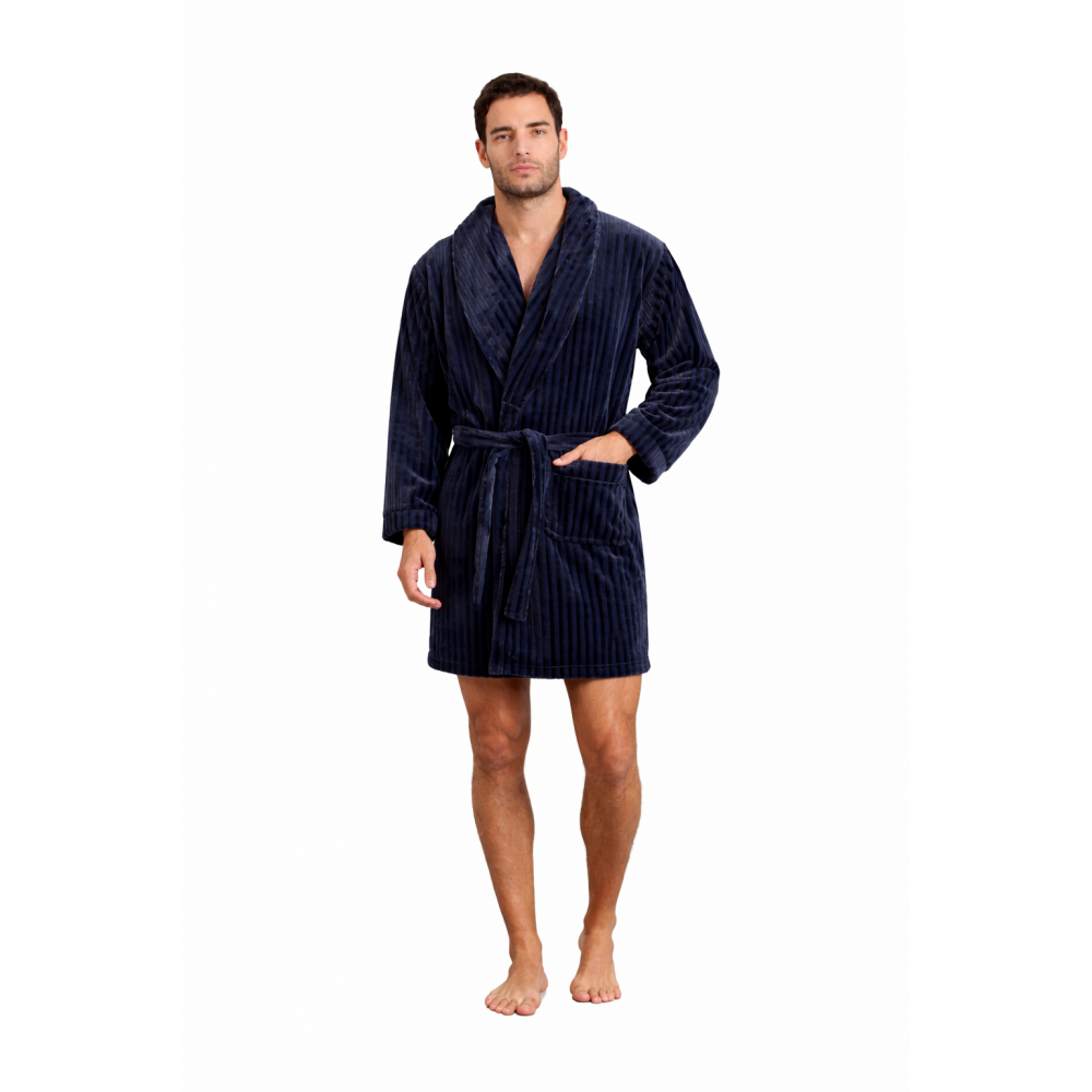 Rafael A5511 Ανδρική Ρόμπα Σταυρωτή  Fleece, Μπλέ Σκούρο