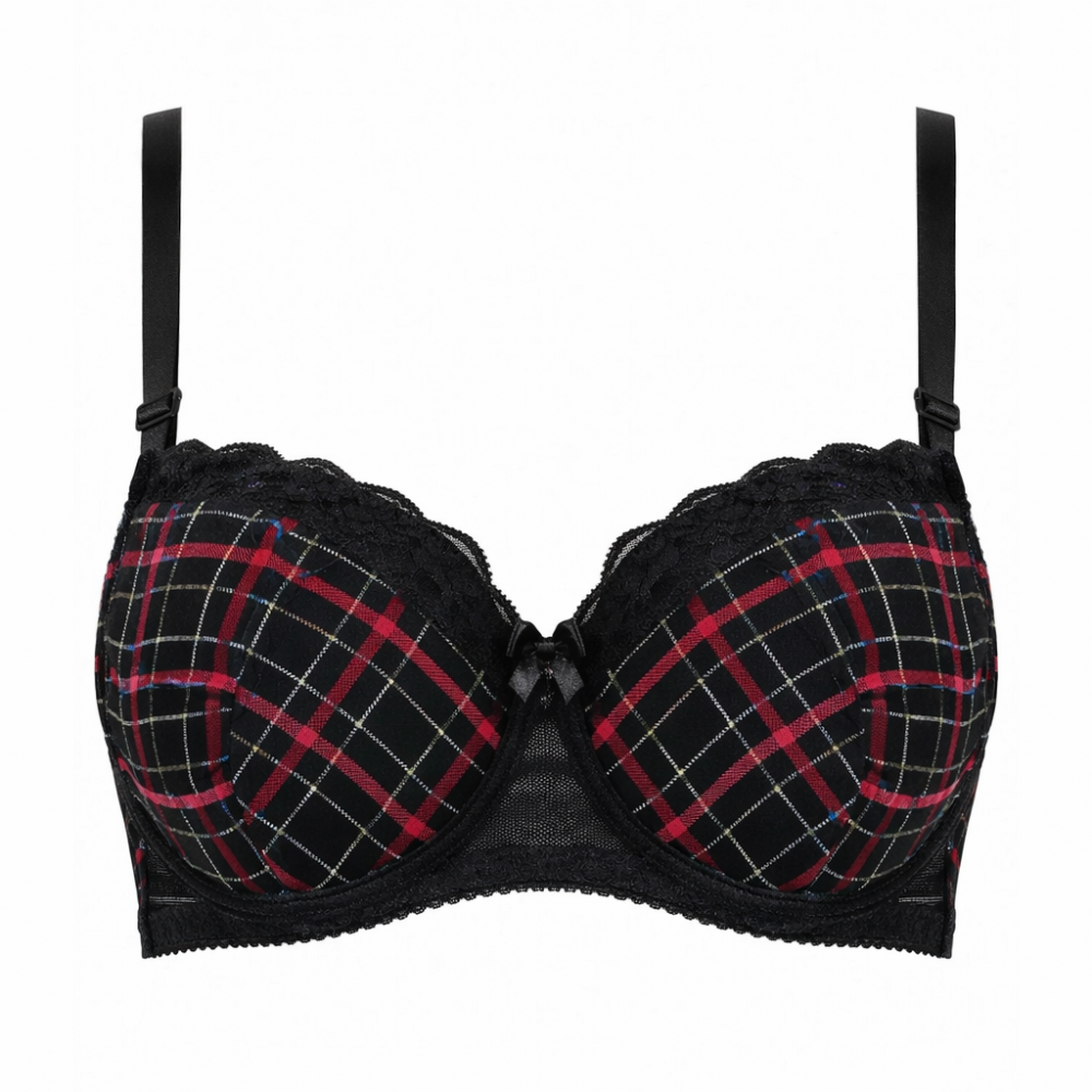 Σουτιέν Graziella  Miss Rosy 106 cup D,E σε συνδυασμό καρό και δαντέλας