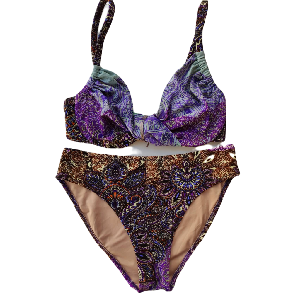 Set Μαγιό Bikini  Bilitis PR028 GOLD PURPLE,  με μπανέλα και χωρίς επένδυση