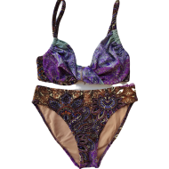 Set Μαγιό Bikini  Bilitis PR028 GOLD PURPLE,  με μπανέλα και χωρίς επένδυση