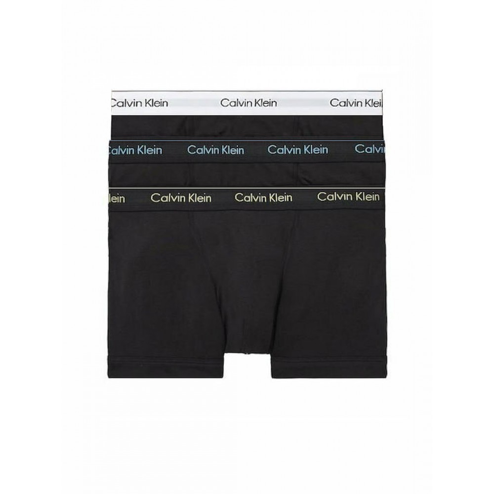 Calvin Klein LV00NB4394-VR9, Ανδρικό Boxer Brief  3 τεμ. Βαμβακερό Με Πόδι Leafy Fan - B-White/Beau Blue/Leafy Fun Lgs