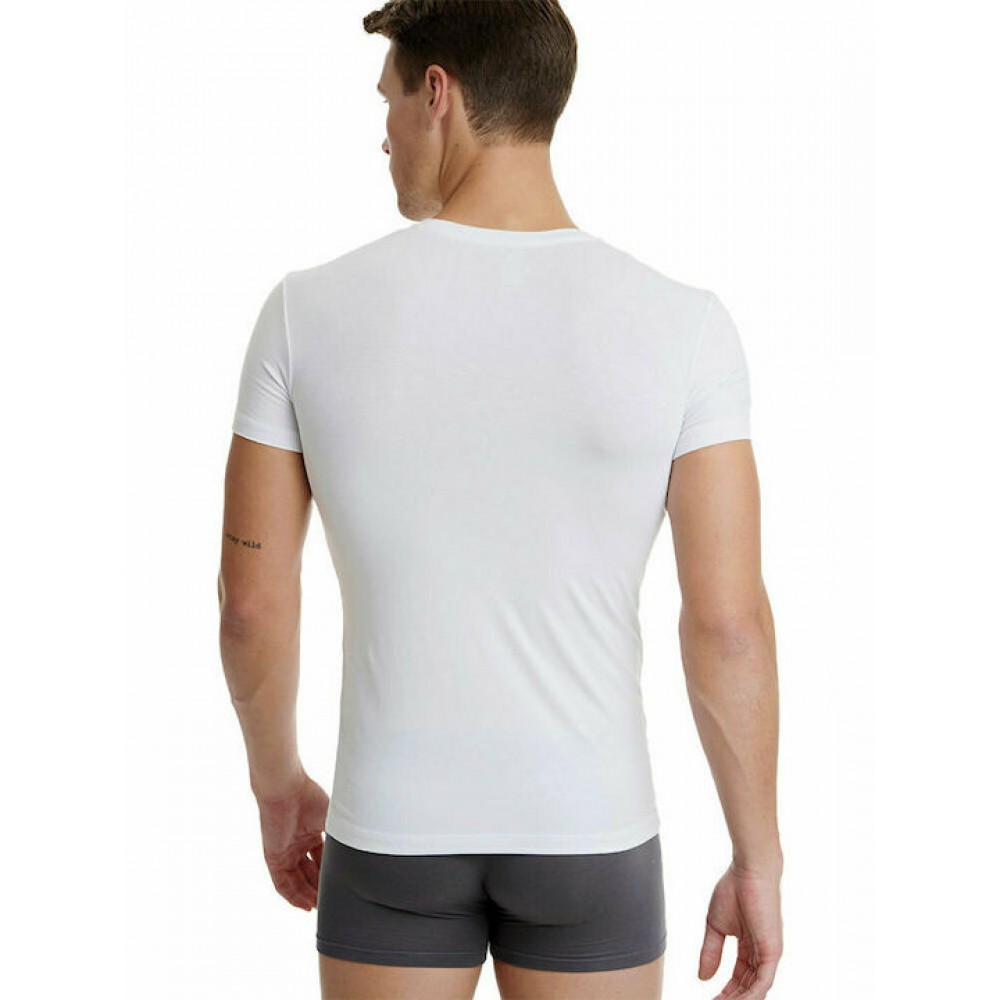 Ανδρικό T-Shirt Walk Bamboo 1991 με λαιμόκοψη V, ΑΣΠΡΟ