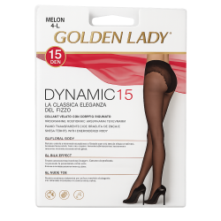 DYNAMIC 15den Golden Lady, Καλσόν ελαστικό με παρτό δαντελένιο κυλοτάκι, MELON