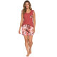 Πυζαμάκι με shorts Pink Label S930 με μονόχρωμο μπλουζάκι και floral παντελόνι