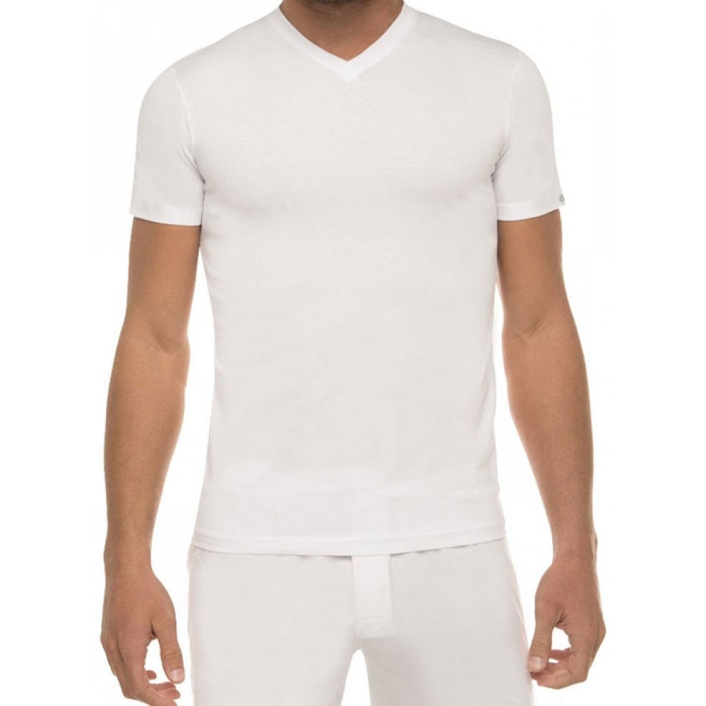 Ανδρικό T-Shirt Walk Bamboo 1991 με λαιμόκοψη V, ΑΣΠΡΟ