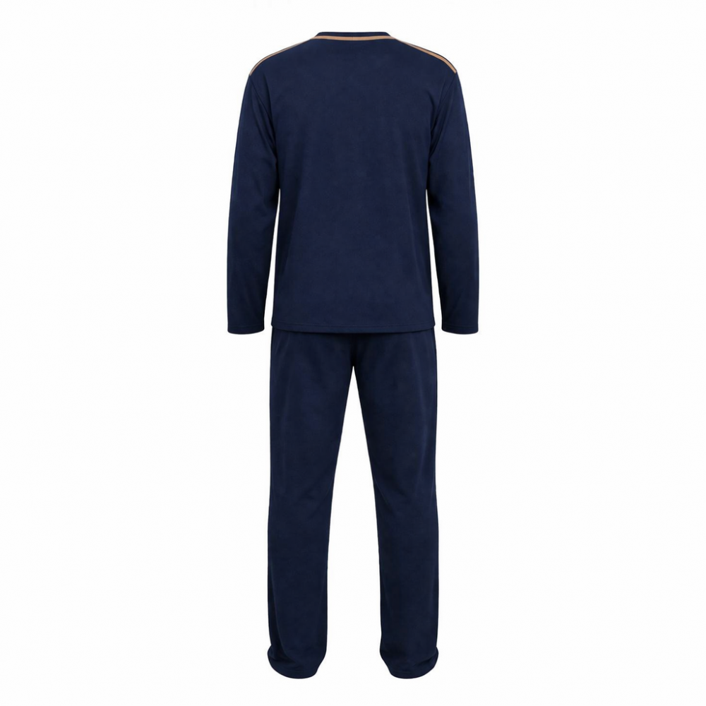 Ανδρική Πυζάμα Rafael A5026, με "V" λαιμόκοψη και μπεζ λεπτομέρειες ΜΠΛΕ ΣΚΟΥΡΟ