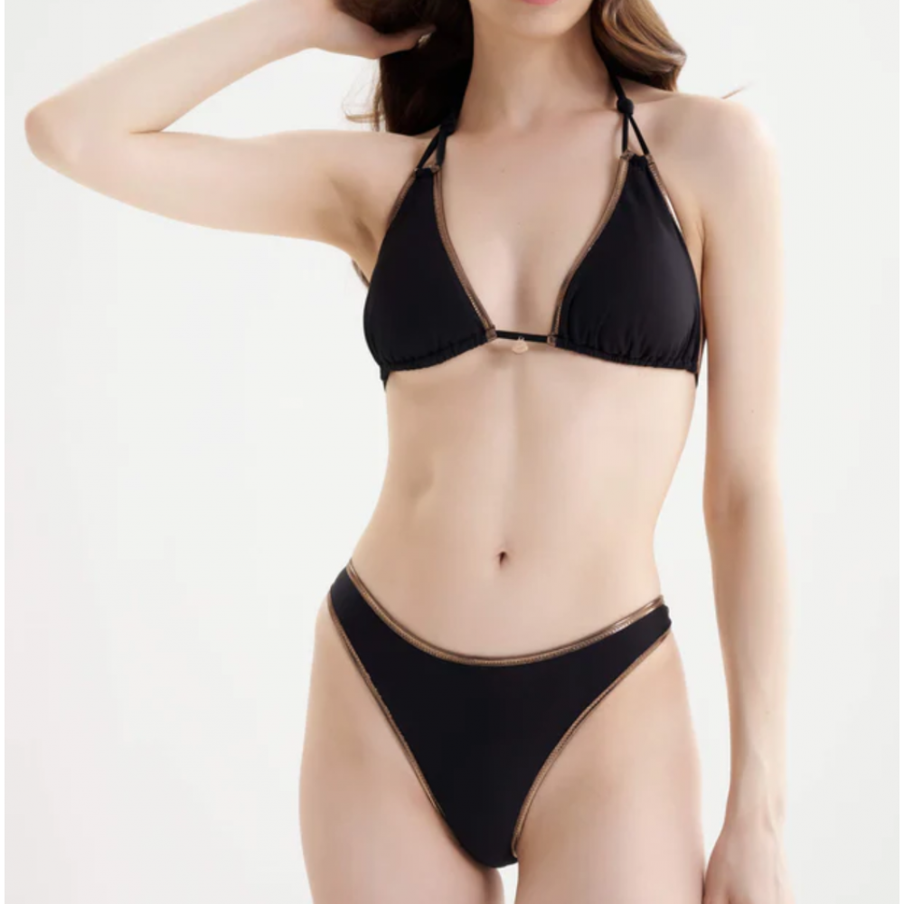 Antigel La Smartissime EBB0719, Γυναικείο Bikini Bottom  με μπρονζέ τελείωμα, ΜΑΥΡΟ