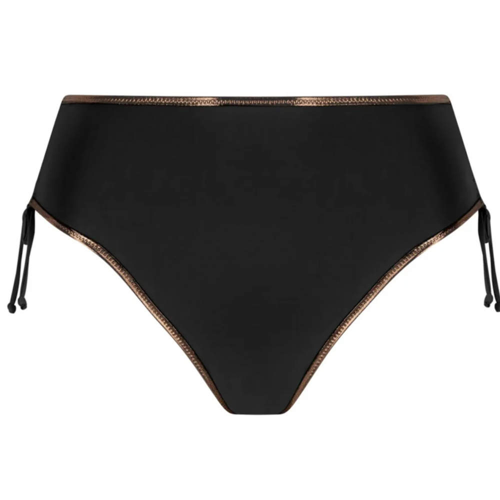 Antigel La Smartissime FBB0619, Γυναικείο Bikini Bottom  Ψηλόμεσο με αυξομείωση και μπρονζέ τελείωμα, ΜΑΥΡΟ