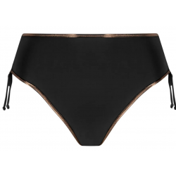 Antigel La Smartissime FBB0619, Γυναικείο Bikini Bottom  Ψηλόμεσο με αυξομείωση και μπρονζέ τελείωμα, ΜΑΥΡΟ