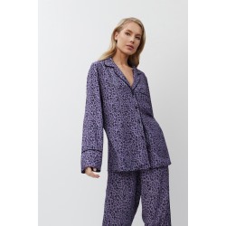 Aruelle ALIX,  Γυναικεία Πυτζάμα Κουμπωτή Viscose, ANIMAL PRINT ΜΩΒ