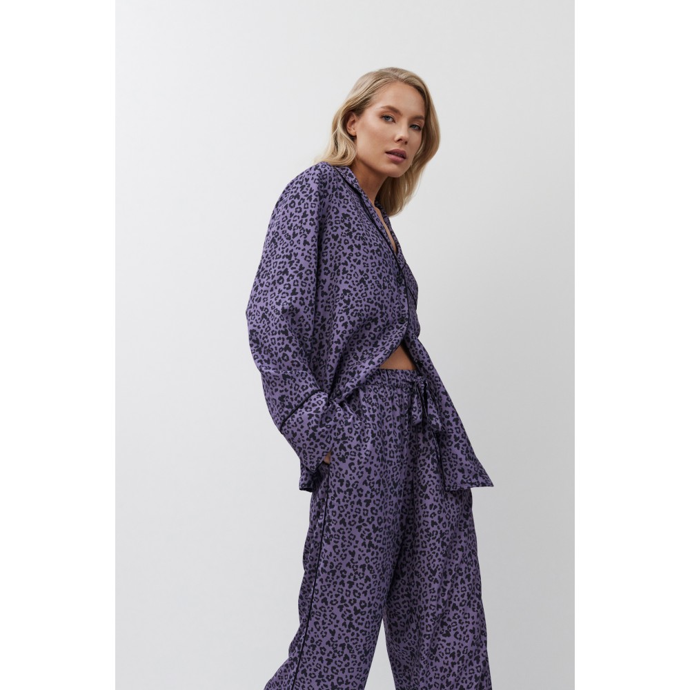 Aruelle ALIX, Γυναικεία Πυτζάμα Κουμπωτή Viscose, ANIMAL PRINT ΜΩΒ Aruelle ALIX, Γυναικεία Πυτζάμα Κουμπωτή Viscose, ANIMAL PRINT ΜΩΒ
