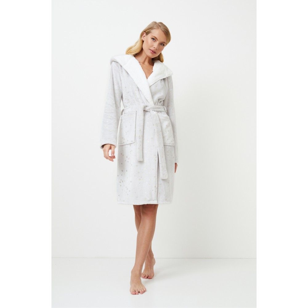 Aruelle Hazel,  Γυναικεία Midi Ρόμπα Σταυρωτή με αστεράκια, ΓΚΡΙ